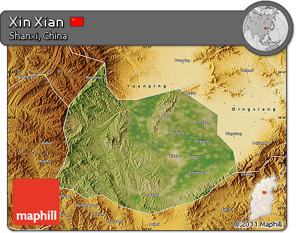 Satellite Map of Xin Xian, physical outside