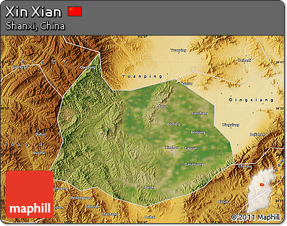 Satellite Map of Xin Xian, physical outside