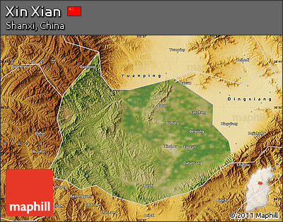 Satellite Map of Xin Xian, physical outside