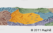 Political Panoramic Map of Xin Xian, semi-desaturated