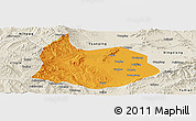 Political Panoramic Map of Xin Xian, shaded relief outside