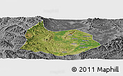 Satellite Panoramic Map of Xin Xian, desaturated