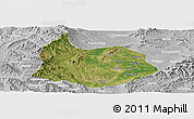 Satellite Panoramic Map of Xin Xian, lighten, desaturated