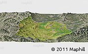 Satellite Panoramic Map of Xin Xian, semi-desaturated