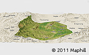 Satellite Panoramic Map of Xin Xian, shaded relief outside