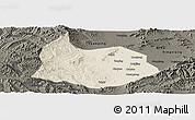Shaded Relief Panoramic Map of Xin Xian, darken