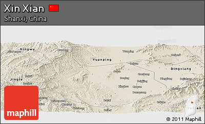 Shaded Relief Panoramic Map of Xin Xian