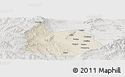 Shaded Relief Panoramic Map of Xin Xian, lighten, semi-desaturated