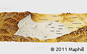Shaded Relief Panoramic Map of Xin Xian, physical outside