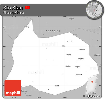 Gray Simple Map of Xin Xian