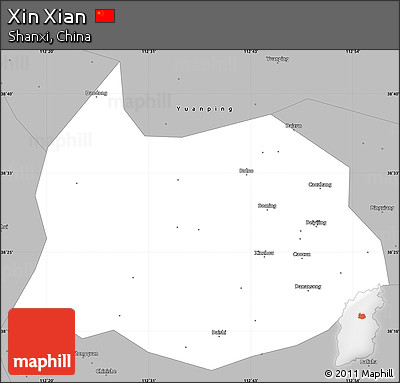 Gray Simple Map of Xin Xian
