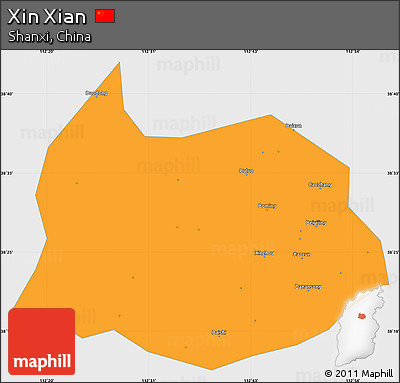 Political Simple Map of Xin Xian, single color outside