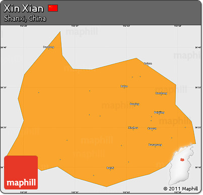 Political Simple Map of Xin Xian, single color outside