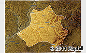 Physical 3D Map of Xing Xian, darken