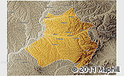 Physical 3D Map of Xing Xian, semi-desaturated