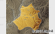 Physical Map of Xing Xian, darken, semi-desaturated