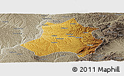 Physical Panoramic Map of Xing Xian, semi-desaturated