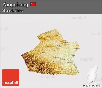 Physical 3D Map of Yangcheng, cropped outside
