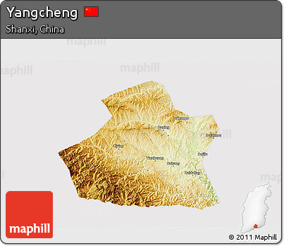 Physical 3D Map of Yangcheng, cropped outside