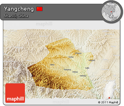 Physical 3D Map of Yangcheng, lighten