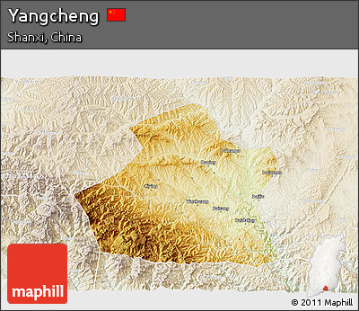 Physical 3D Map of Yangcheng, lighten