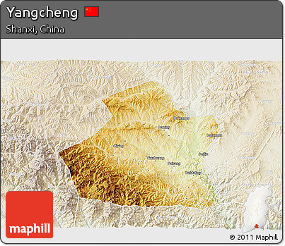 Physical 3D Map of Yangcheng, lighten