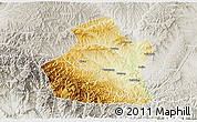 Physical 3D Map of Yangcheng, lighten, semi-desaturated
