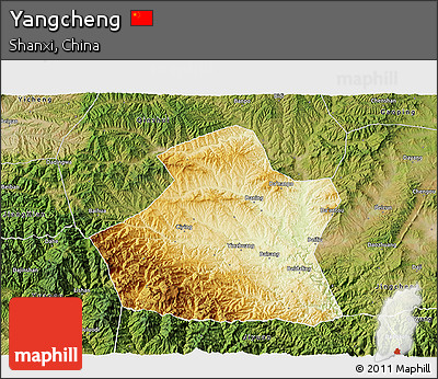 Physical 3D Map of Yangcheng, satellite outside