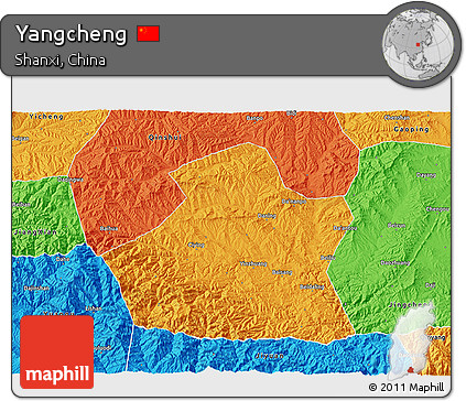 Political 3D Map of Yangcheng