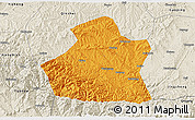 Political 3D Map of Yangcheng, shaded relief outside