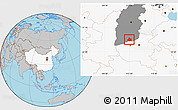 Gray Location Map of Yangcheng, highlighted country, highlighted parent region