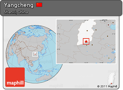 Gray Location Map of Yangcheng, highlighted parent region