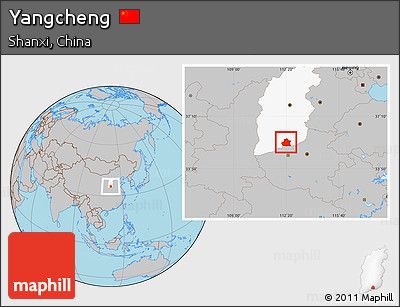 Gray Location Map of Yangcheng, highlighted parent region