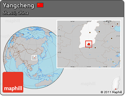 Gray Location Map of Yangcheng, highlighted parent region