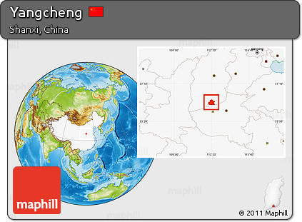 Physical Location Map of Yangcheng, highlighted country