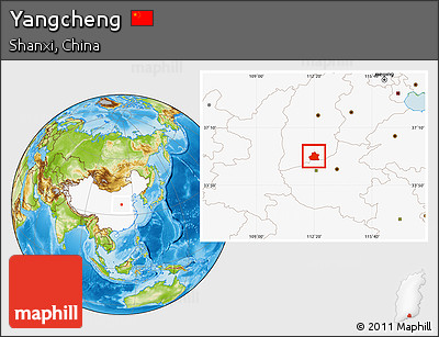 Physical Location Map of Yangcheng, highlighted country