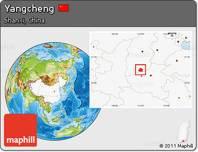 Physical Location Map of Yangcheng, highlighted country