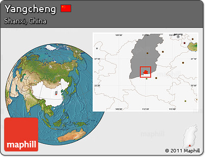 Satellite Location Map of Yangcheng, highlighted country, highlighted parent region