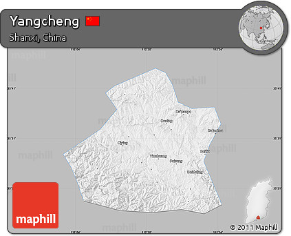 Gray Map of Yangcheng, single color outside