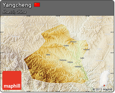 Physical Map of Yangcheng, lighten