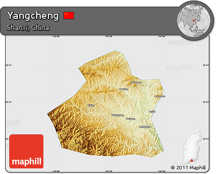 Physical Map of Yangcheng, single color outside