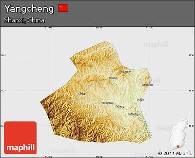 Physical Map of Yangcheng, single color outside