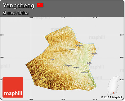 Physical Map of Yangcheng, single color outside