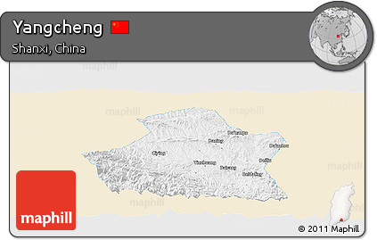 Classic Style Panoramic Map of Yangcheng, single color outside