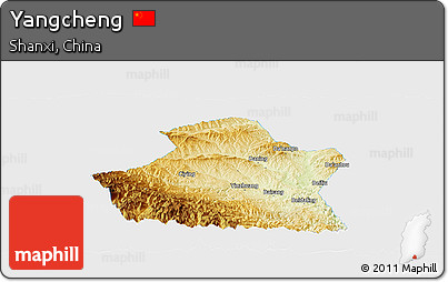 Physical Panoramic Map of Yangcheng, single color outside