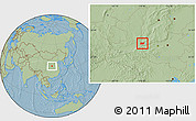 Savanna Style Location Map of Yongji, hill shading