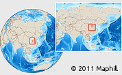 Shaded Relief Location Map of Yongji, within the entire country
