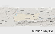 Shaded Relief Panoramic Map of Yongji, semi-desaturated