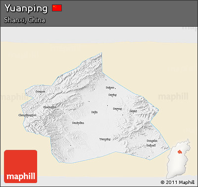Classic Style 3D Map of Yuanping, single color outside
