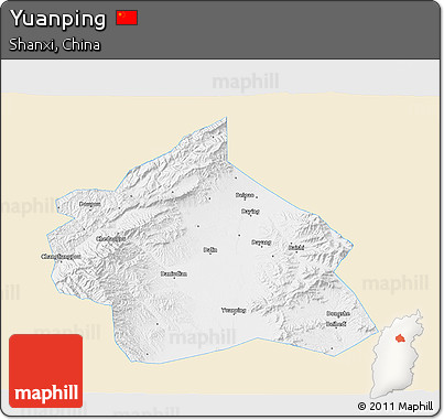 Classic Style 3D Map of Yuanping, single color outside